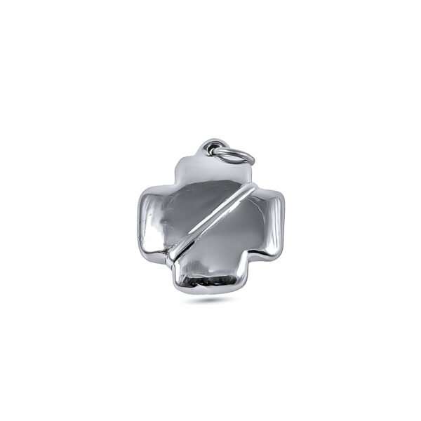 DIJE PLATA 925 CRUZ INFLADA CON CINTA AL MEDIO - D103 - Image 2