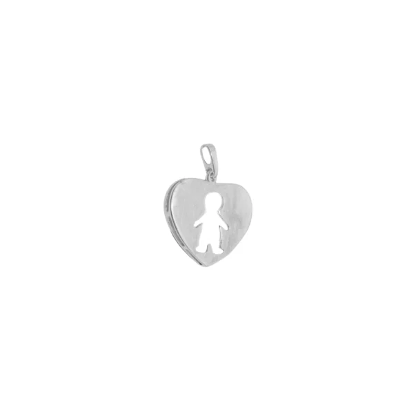 DIJE DE PLATA 925 CORAZON CON NIÑO EN EL CENTRO -D202A
