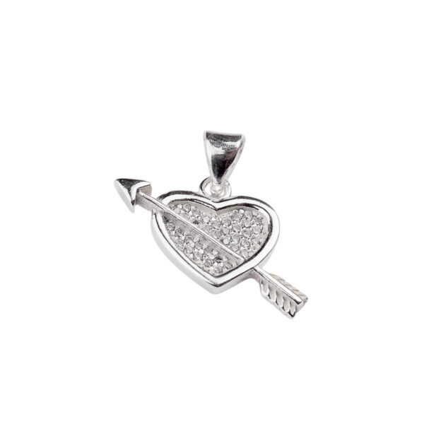 DIJE DE PLATA 925 CORAZON CON FLECHA Y MICRO PAVE - D21J2 - Image 2