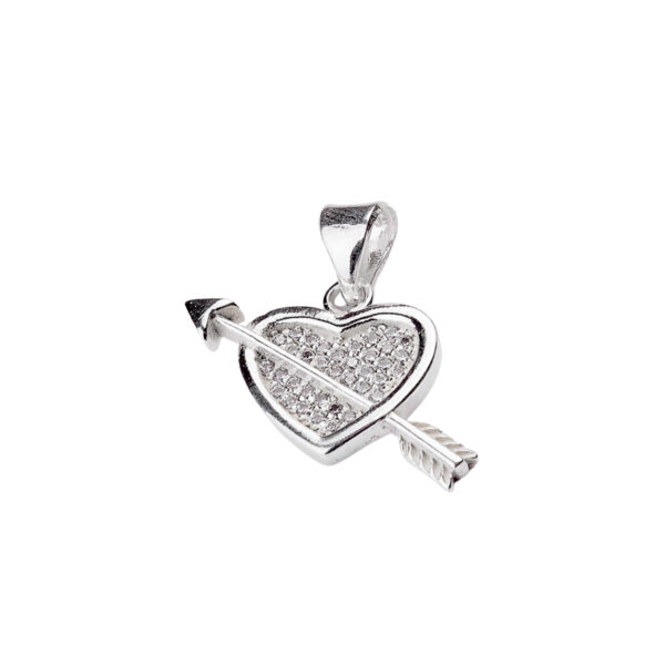DIJE DE PLATA 925 CORAZON CON FLECHA Y MICRO PAVE - D21J2