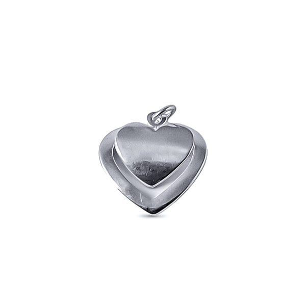 DIJE DE PLATA 925 DOS CORAZONES UNO DENTRO DE OTRO -D224 - Image 2