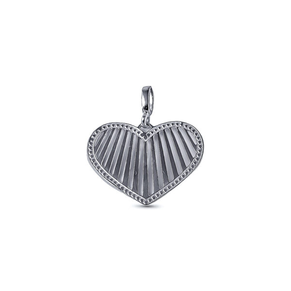 DIJE DE PLATA 925 CORAZON RAYAS HUECO LISO GRANDE -D228