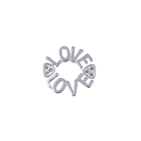 DIJE DE PLATA 925 LOVE LOVE CON CORAZÓN CUBIC - D2354