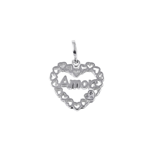 DIJE DE PLATA 925 CORAZON CON BORDES CUBIC - D2366