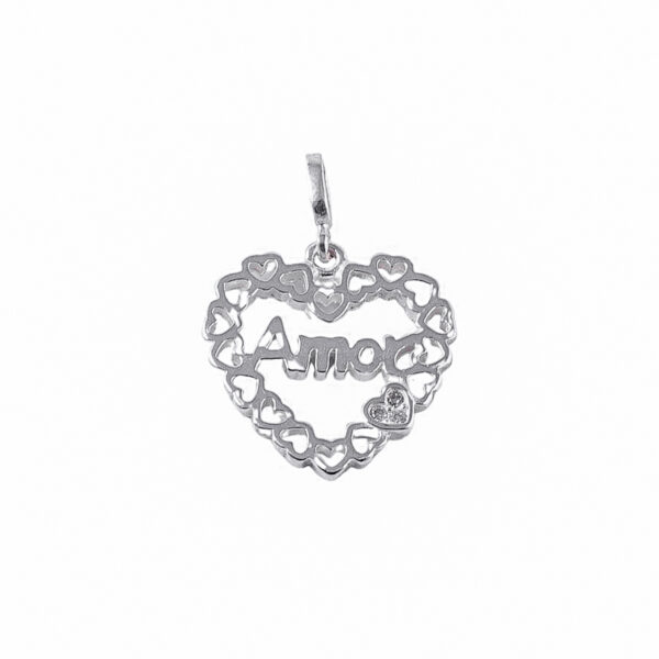 DIJE DE PLATA 925 CORAZON CON BORDES CUBIC - D2366 - Image 2