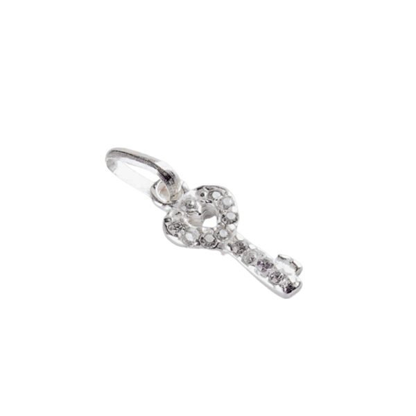 DIJE DE PLATA 925 LLAVE CON CORAZÓN CHICO Y ZIRCONIAS - Image 2