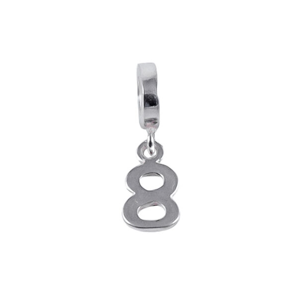 DIJE DE PLATA 925 NUMERO 8 LISO MEDIANO - D2478 - Image 2