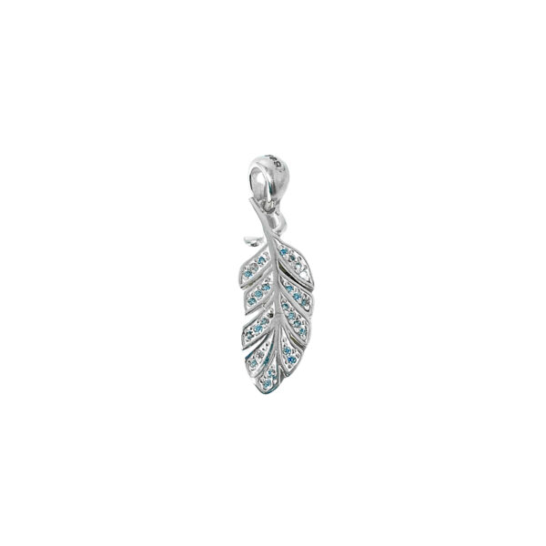 D24E2-DIJE DE PLATA 925 CON FORMA DE PLUMA CON MICROCUBIC