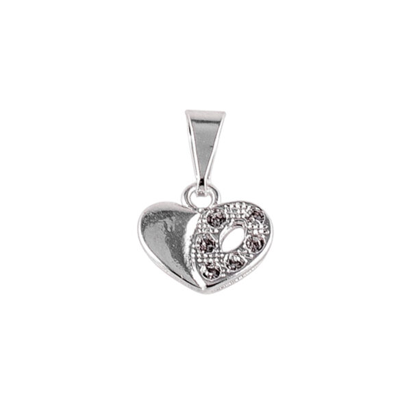 DIJE DE PLATA 925 MEDIO CORAZON LABRADO Y ZIRCONIA - Image 2