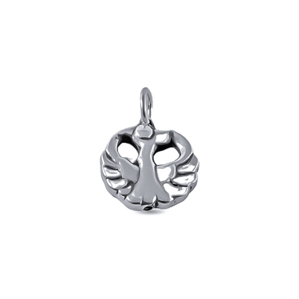 DIJE DE PLATA 925 PAJARO INFLADO ALAS ABIERTAS CHATO-D2653 - Image 2