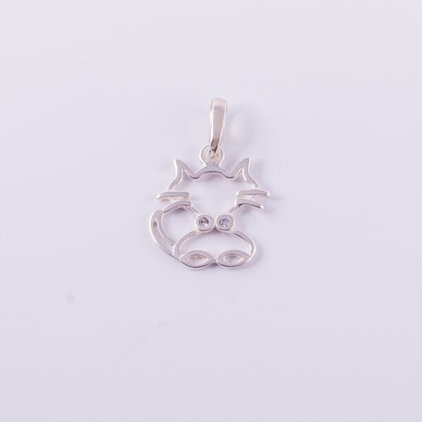 DIJE DE PLATA 925 GATO COLLAR CON DOS CUBIC-D2685A - Image 2