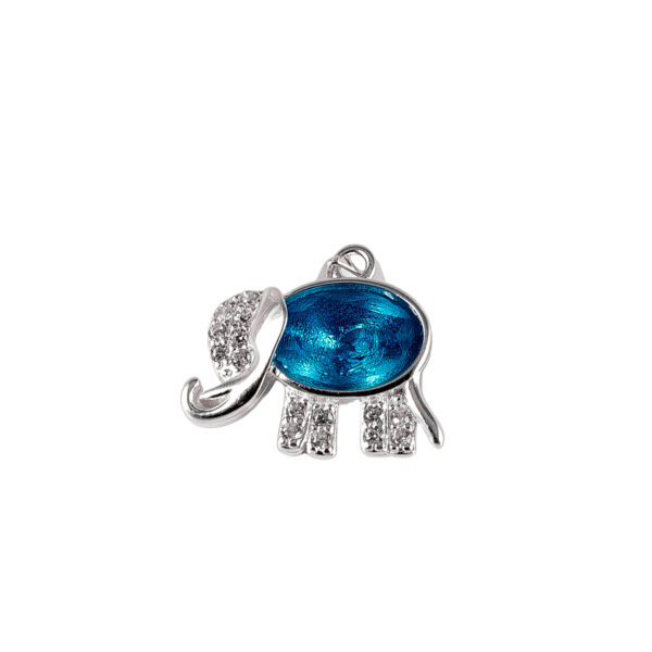 DIJE PLATA 925 ELEFANTE CON ZIRCONIA CELESTE - D290