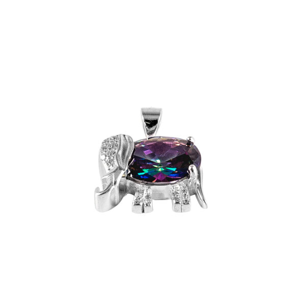 DIJE DE PLATA 925 ELEFANTE PIEDRA CUBIC TORNASOLADO - D291
