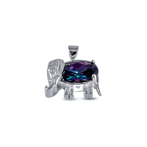 DIJE DE PLATA 925 ELEFANTE PIEDRA CUBIC TORNASOLADO - D291 - Image 2