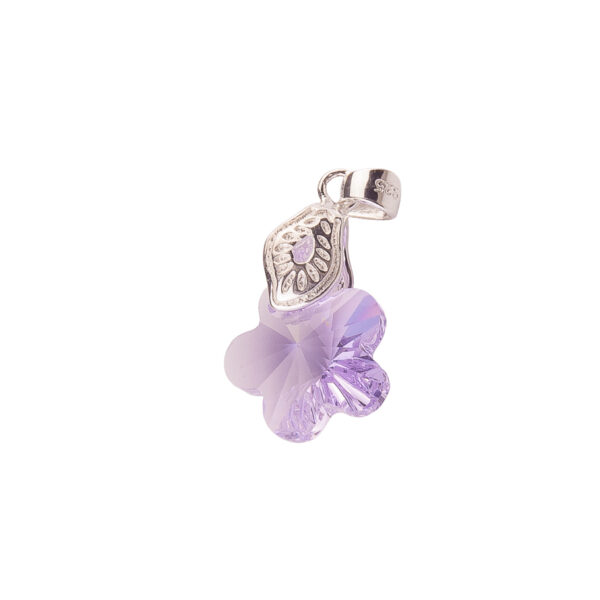 DIJE DE PLATA 925 FLOR CRISTAL LILA CON ENGARCE SUPERIOR - Image 2