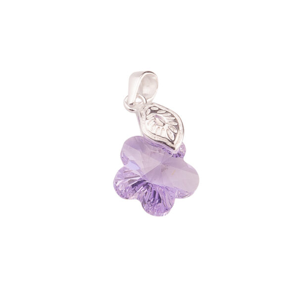DIJE DE PLATA 925 FLOR CRISTAL LILA CON ENGARCE SUPERIOR
