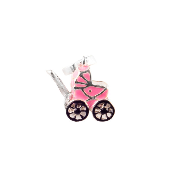 DIJE DE PLATA 925 COCHECITO DE BEBE ROSA - D945R - Image 2