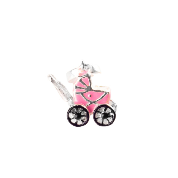 DIJE DE PLATA 925 COCHECITO DE BEBE ROSA - D945R