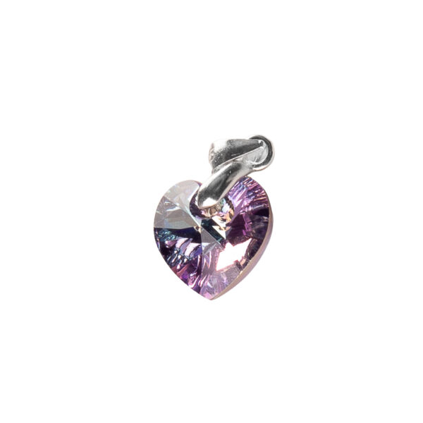 DIJE CORAZÓN DE CRISTAL CON FACETAS VIOLETAS Y AZULES - Image 2