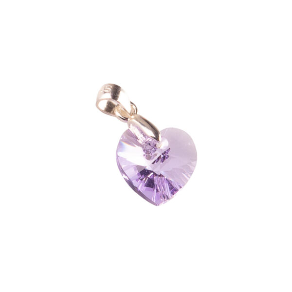 DIJE DE PLATA 925 CORAZÓN DE CRISTAL LILA - DIS004