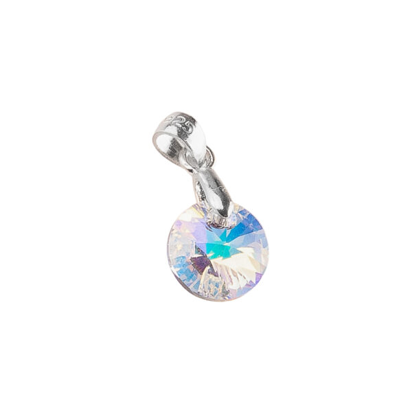DIJE CRISTAL SWAROVSKI  REDONDO CON FACETAS AZULADAS Y TRANSPARENTES