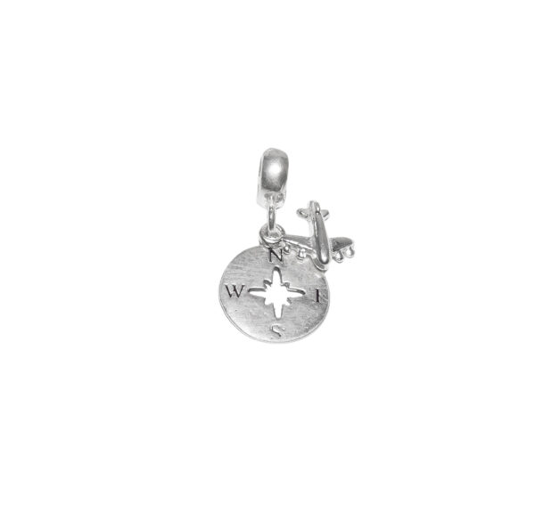 DIJE DE PLATA 925 CON AVION Y ROSA DE LOS VIENTOS - DJ35