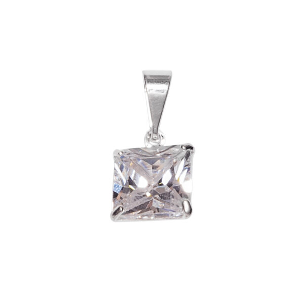 DIJE DE PLATA 925 ZIRCONIA EN FORMA CUADRADA ENGARZADA