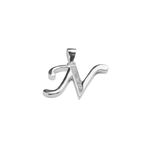 DIJE DE PLATA 925 LETRA N CURSIVA CON ZIRCONIA - DN0102