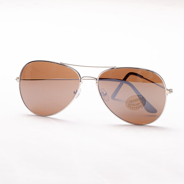 LENTES DE MODA ESTILO AVIADOR MARRONES CON MARCO PLATEADO - Image 2