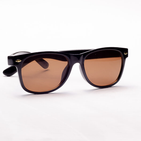LENTES MARRONES CON MARCO NEGRO Y DETALLE DORADO - Image 2