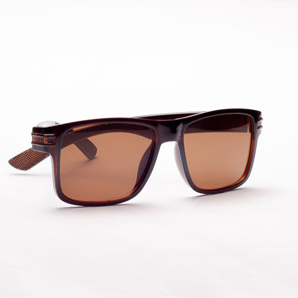 LENTES DE MODA MARRONES CON MARCO DEL MISMO TONO CON DETALLE A LOS COSTADOS - LE1004