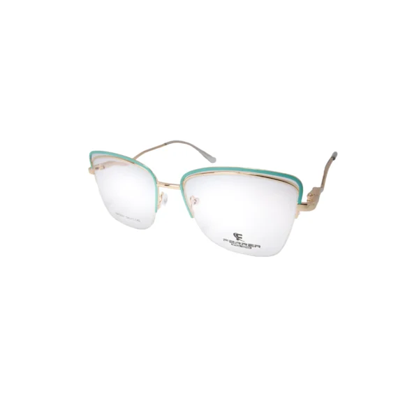 LEA25- Armazón Anteojo Ferrer Metal Unisex con detalles dorado y turquesa