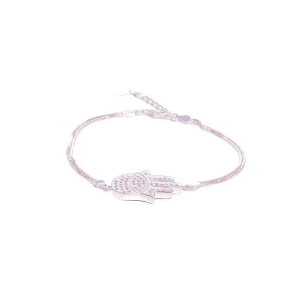 PULSERA DE PLATA 925 VENECIANA DOBLE CON DIJE MANO FATIMA - Image 2