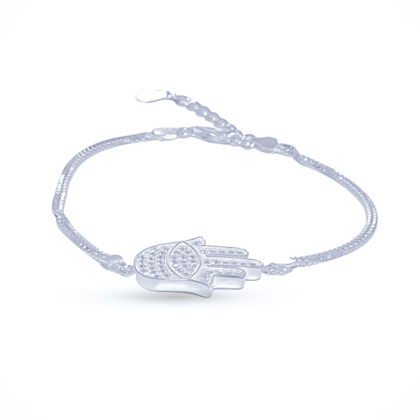 PULSERA DE PLATA 925 VENECIANA DOBLE CON DIJE MANO FATIMA