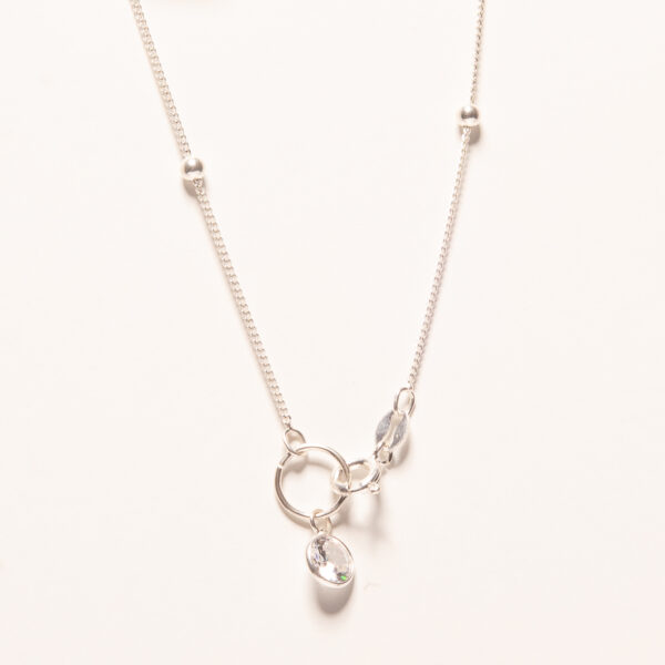 PULSERA DE PLATA 925 CON ESFERAS Y DIJE DE ZIRCONIA CIRCULAR
