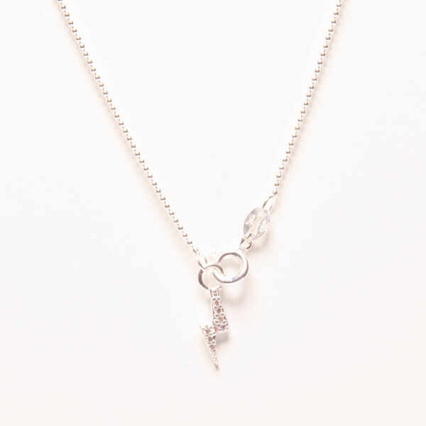 PULSERA DE PLATA 925 DE BOLITAS Y DIJE DE RAYO CON ZIRCONIA