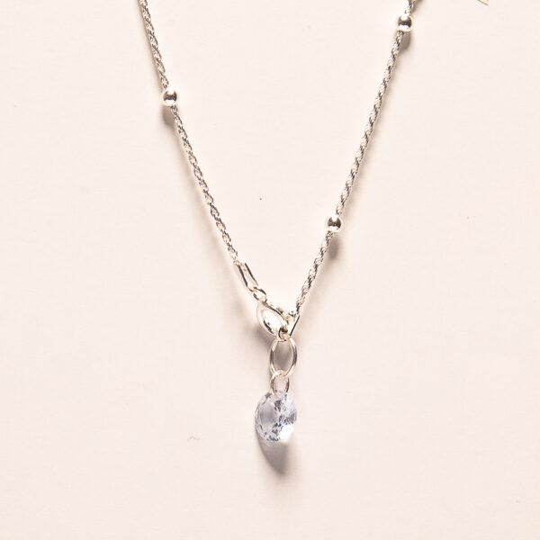 PULSERA DE PLATA 925 CON BOLITAS Y DIJE ZIRCONIA REDONDA