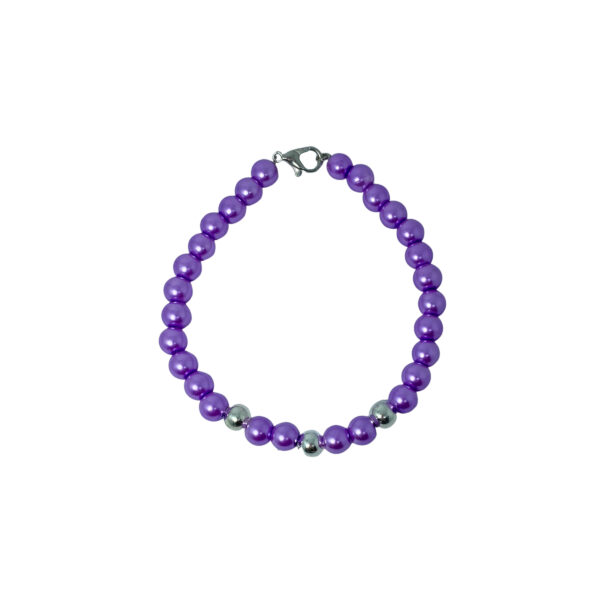 PULSERA SEMI JOYA PLATA 925 Y BIJOUTERIE BOLITAS COLOR LILA - Image 2