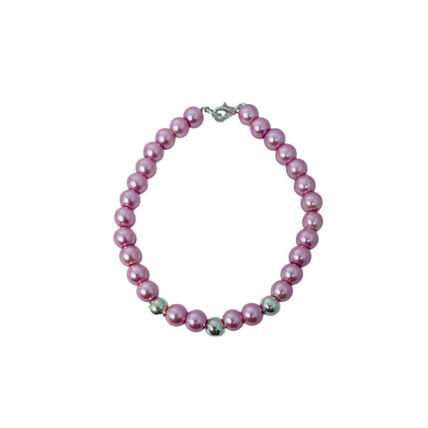 PULSERA SEMI JOYA PLATA 925 Y BIJOUTERIE BOLITAS COLOR ROSA - Image 2