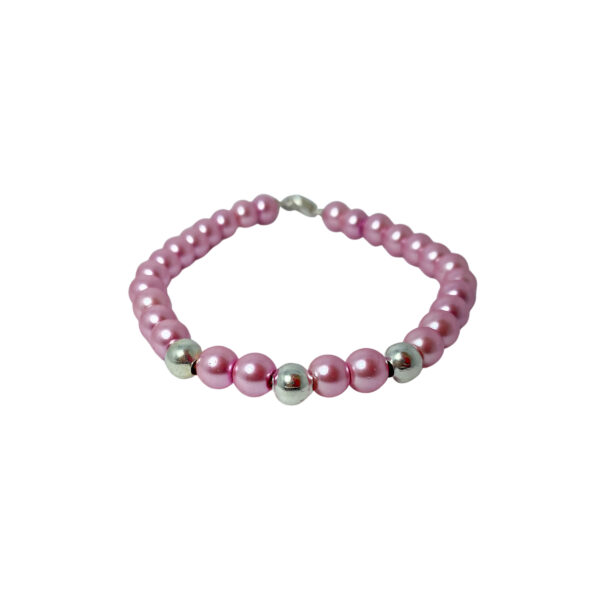PULSERA SEMI JOYA PLATA 925 Y BIJOUTERIE BOLITAS COLOR ROSA