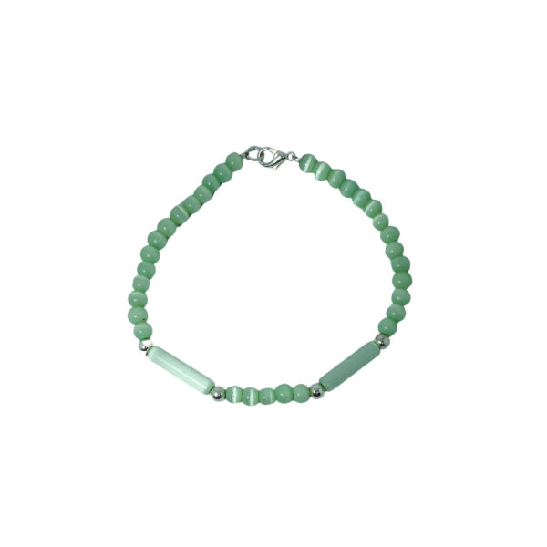 PULSERA SEMI JOYA PLATA 925 Y BIJOUTERIE BOLITAS COLOR VERDE - Image 2