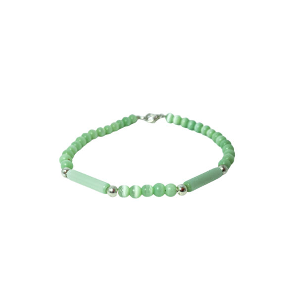 PULSERA SEMI JOYA PLATA 925 Y BIJOUTERIE BOLITAS COLOR VERDE
