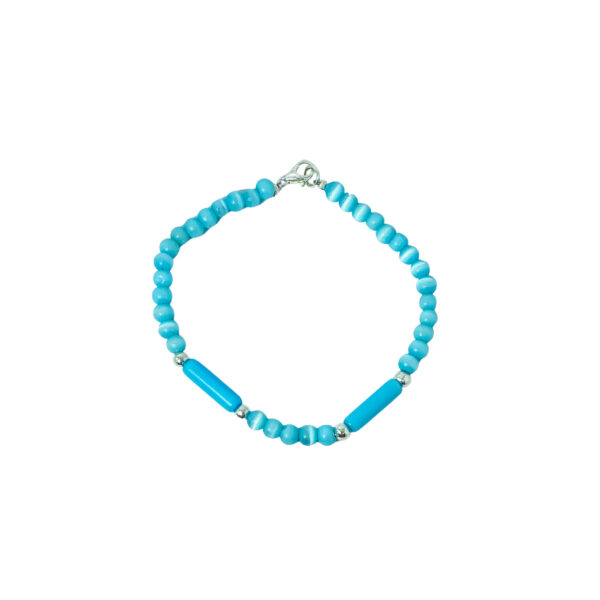 PULSERA SEMI JOYA PLATA 925, BIJOUTERIE BOLITAS AZUL CELESTE - Image 2