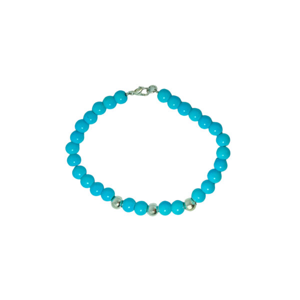 PULSERA SEMI JOYA PLATA 925 Y BIJOUTERIE BOLITAS COLOR AZUL - Image 2