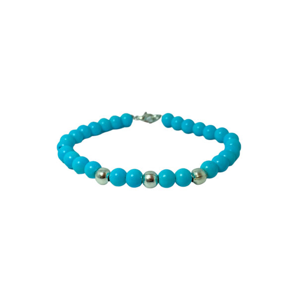 PULSERA SEMI JOYA PLATA 925 Y BIJOUTERIE BOLITAS COLOR AZUL