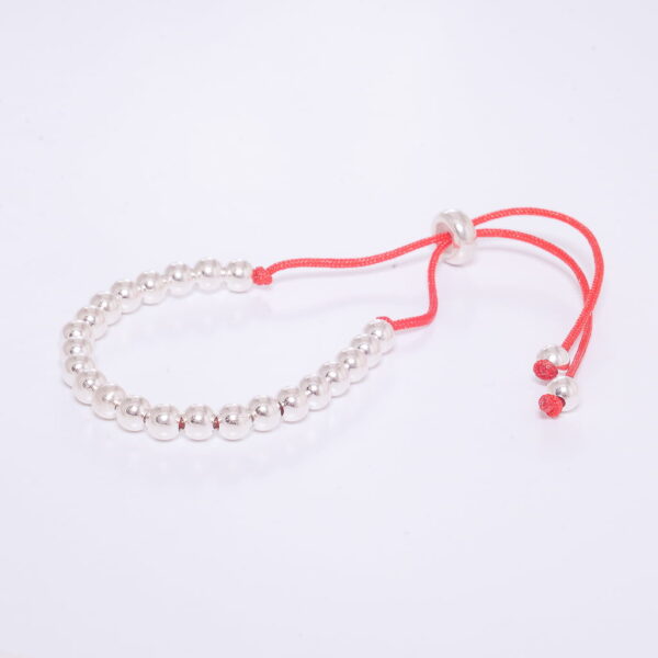 PM02 - PULSERA DE PLATA 925 MACRAME ROJA CON BOLITAS CHICAS