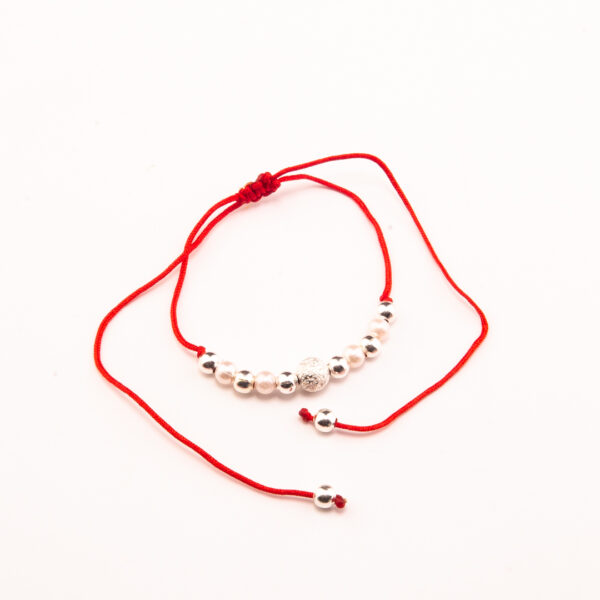 PULSERA MACRAME CON BOLITAS DE PLATA 925,BLANCAS Y DE FUEGO - Image 2