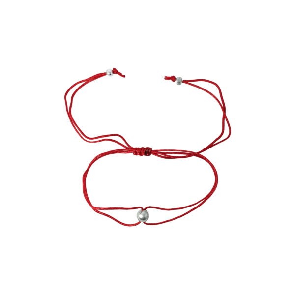 PULSERA MACRAME ROJA SIMPLE CON BOLITA DE PLATA 925 - PM02N - Image 2