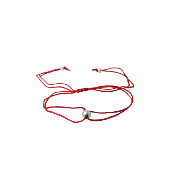 PULSERA MACRAME ROJA SIMPLE CON BOLITA DE PLATA 925 - PM02N