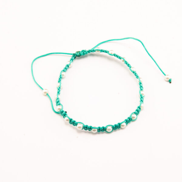 PULSERA MACRAME VERDE CON PERLAS BLANCAS - PM02Q - Image 2